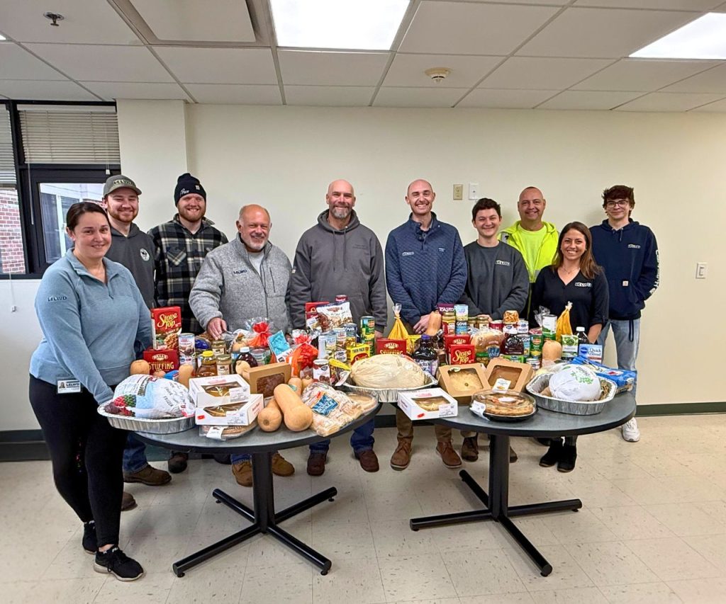 LELWD employees with donated goods for thanksgiving