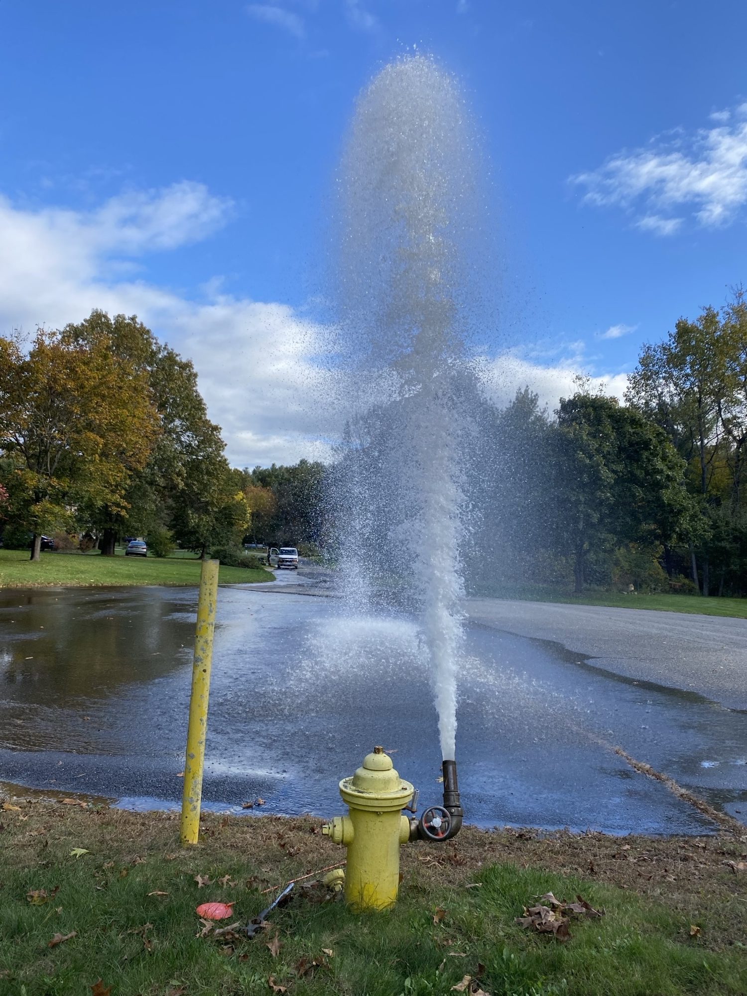 Water shooting out of a hydrant
